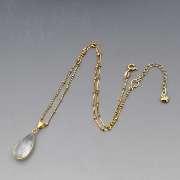 Crystal Pendant Necklace Gold UK